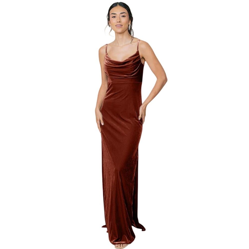 Revelry Formal Evening Skye Velvet Dress in Terracotta Size 4 Maxi Length Dress